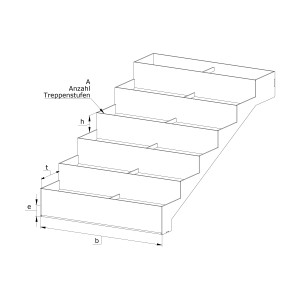 Stahltreppe am Hang Treppenwangen gerade